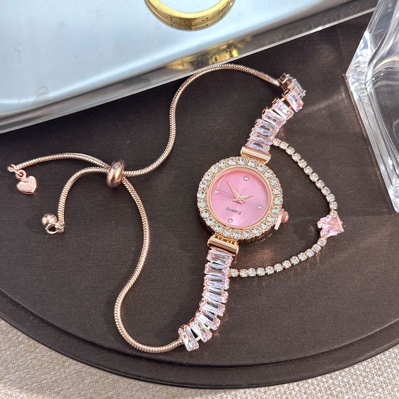 Bracciale da donna con catena decorativa colorata estraibile e zircone intarsiato, piccolo e squisito orologio al quarzo all'ingrosso_voghion.com