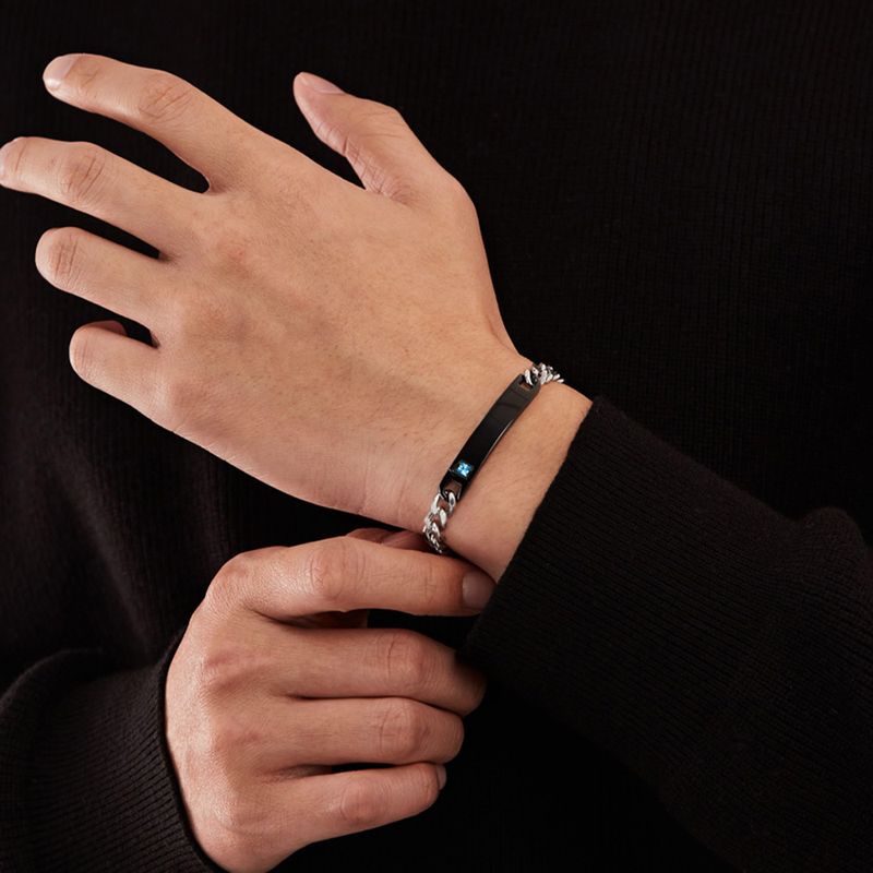 Braccialetto liscio OPK per coppia, in acciaio inossidabile con diamanti intarsiati, personalizzato, semplice, creativo, incisibile, in acciaio al titanio_voghion.com