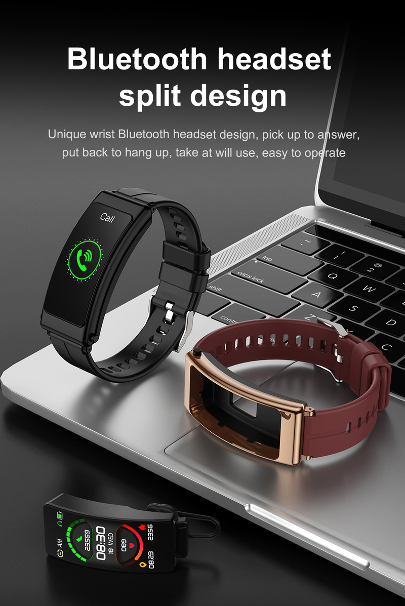 Smartwatch touch screen K13 con auricolari wireless, braccialetto intelligente 2 in 1_voghion.com
