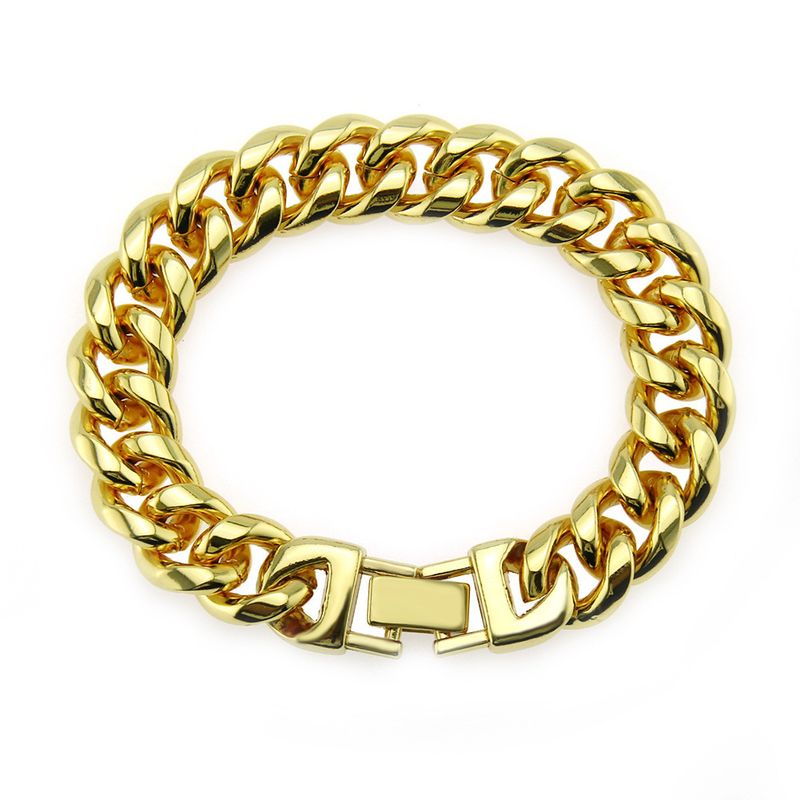 Bracelet à chaîne exagérée en or cubain, bijou de rappeur hip-hop dominateur_voghion.com
