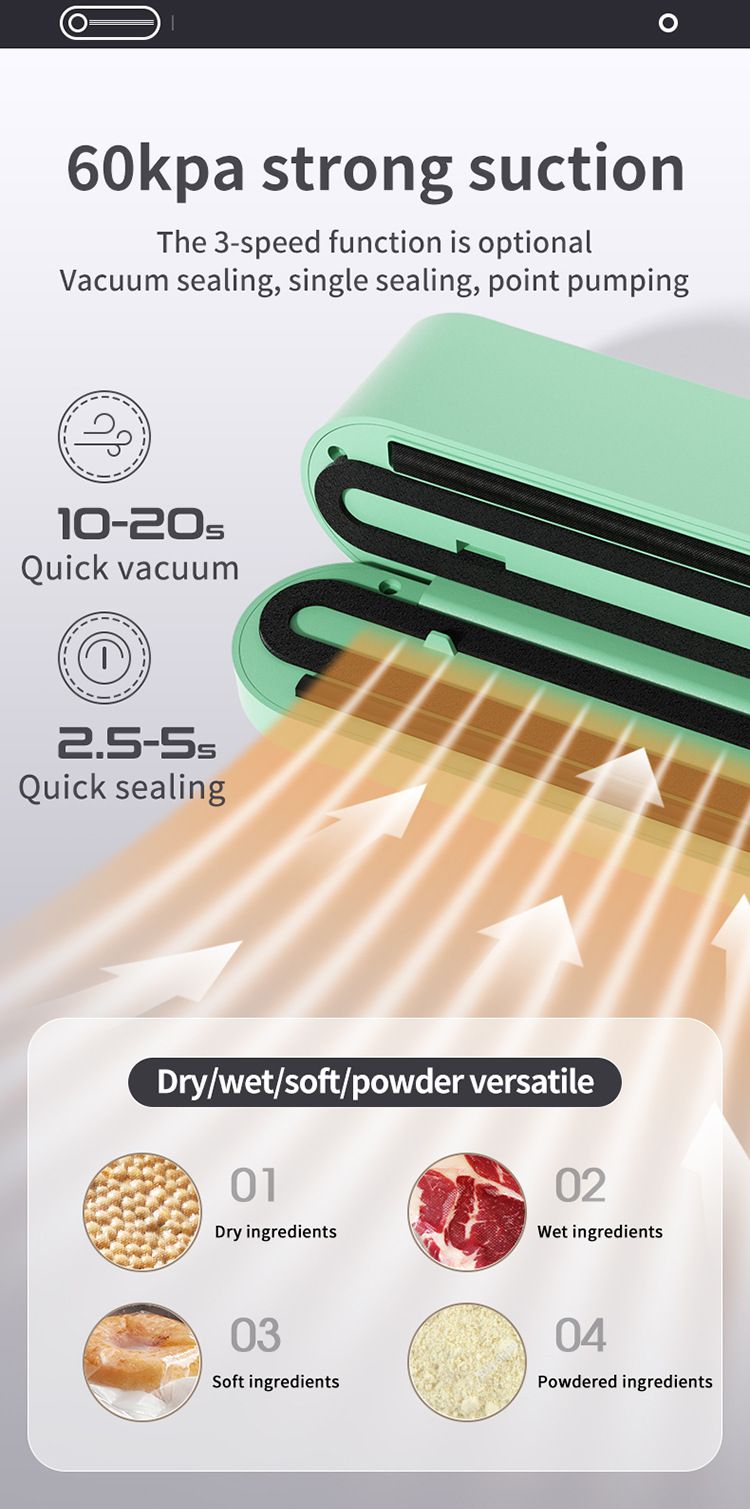 Mini-Funk-Vakuumiergerät, wiederaufladbar, Haushalts-Lebensmittelbeutel-Verschließgerät für die Küche_voghion.com