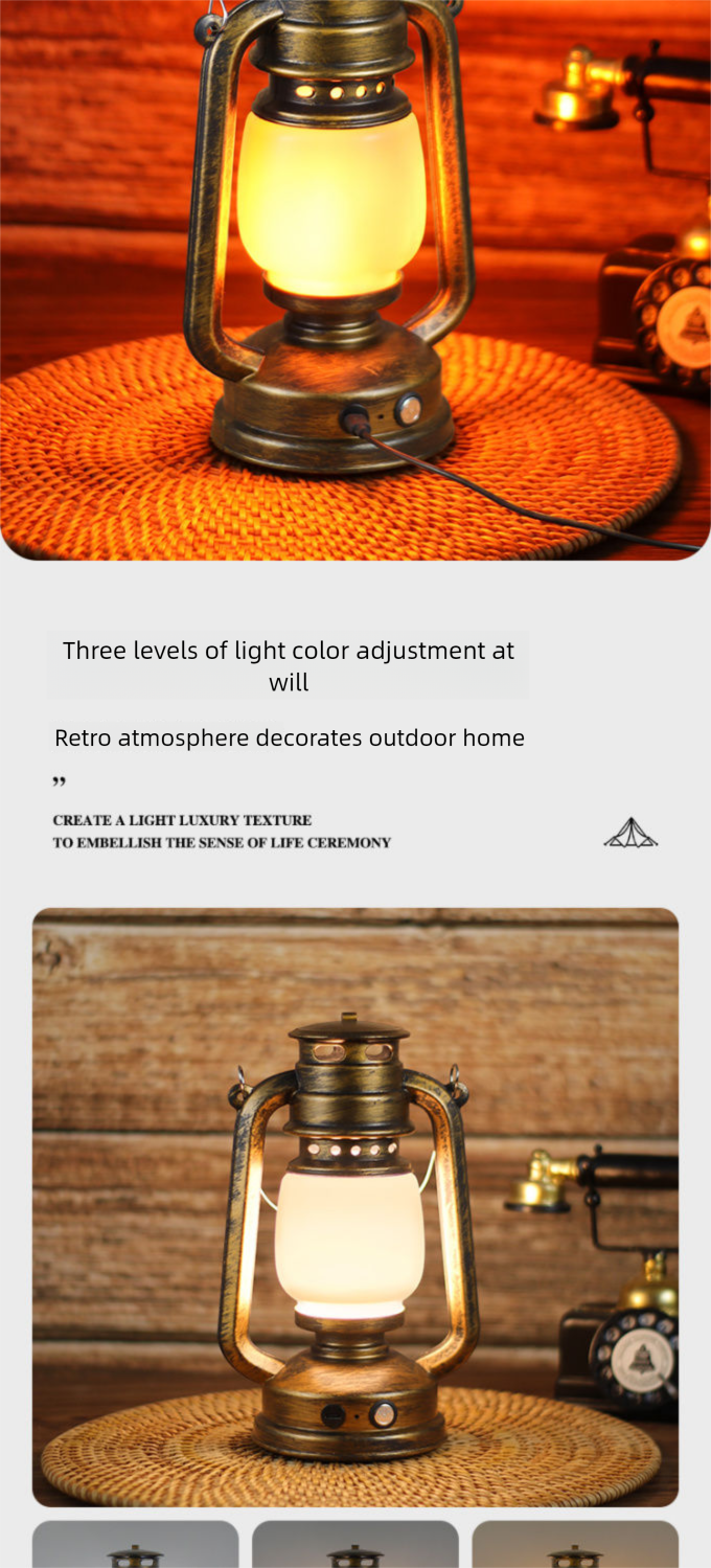 LED Rechargeable Bar Creative Qingba Decorative Table Iron Art Outdoor Camping Kerosene Lamp Lantern_voghion.com