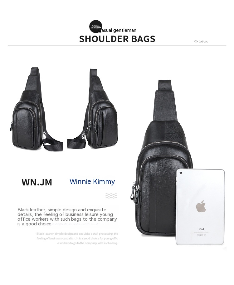 Il primo strato di borsa da petto da uomo in pelle di vacchetta, borsa a tracolla alla moda coreana, borsa a tracolla, borsa da lavoro alla moda, borsa casual per studenti_voghion.com