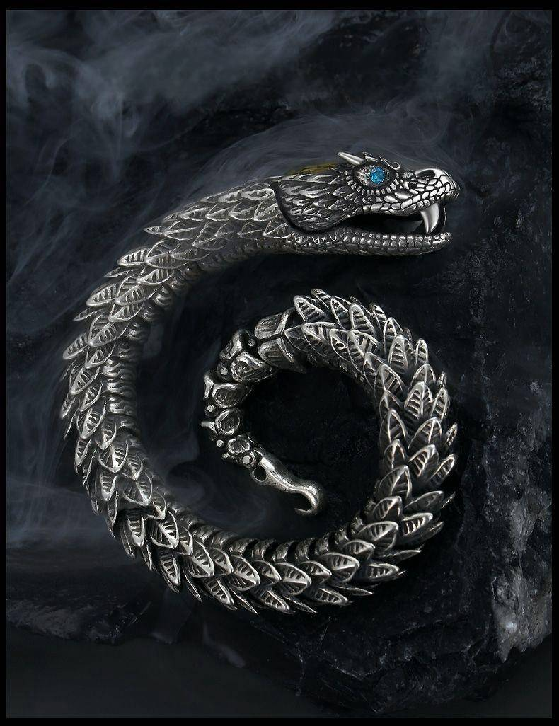 Black Snake Bracelet Men's Retro Style, High end, Unique Design, Personalized Medusa Sidewinder Hip Hop, Dominant_voghion.com