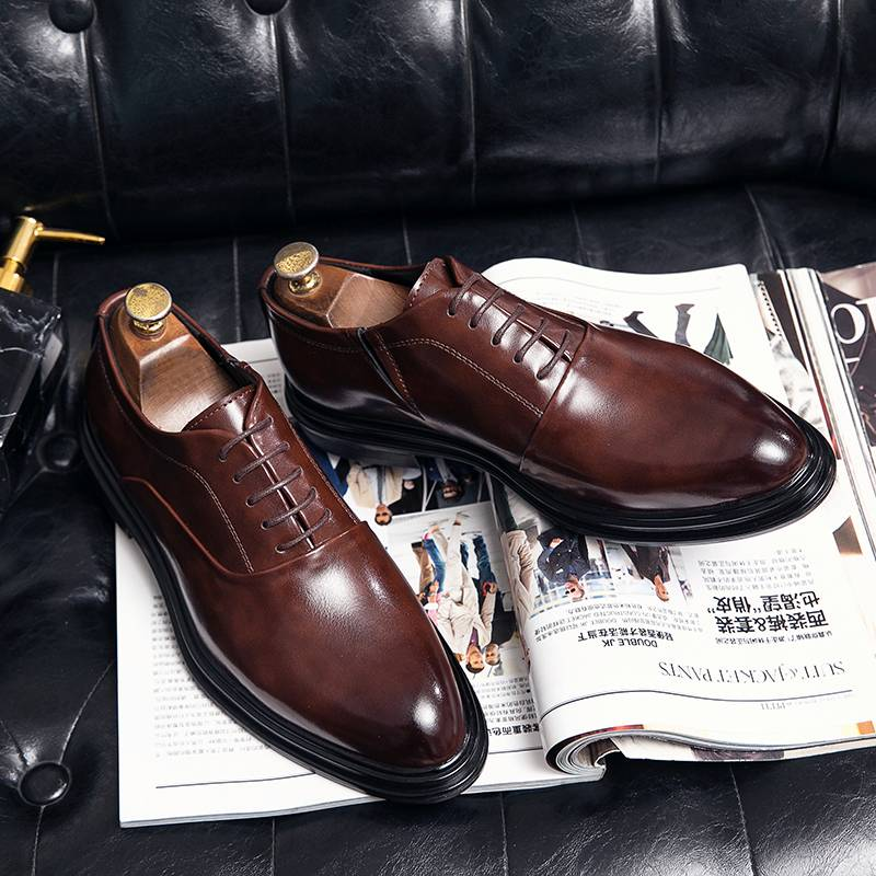 Men's Shoes Brown Leather Formal Shoes for Men Oxfords Male Wedding Party Office Business Shoe Man zapatos de hombre Plus Size_voghion.com