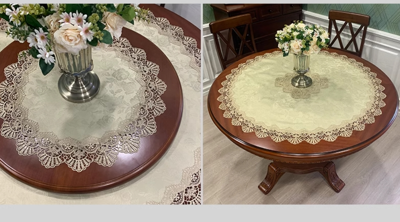 One piece round fabric lace table mat retro round white restaurant tablecloth_voghion.com