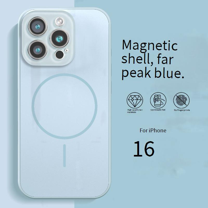 Telefonhüllen-Abdeckungen, anwendbar auf Mobiltelefonhülle Flüssigmagnetkristalllinsenring iPhone15 Feste Farbe Anti-Fall-Hartschale_voghion.com