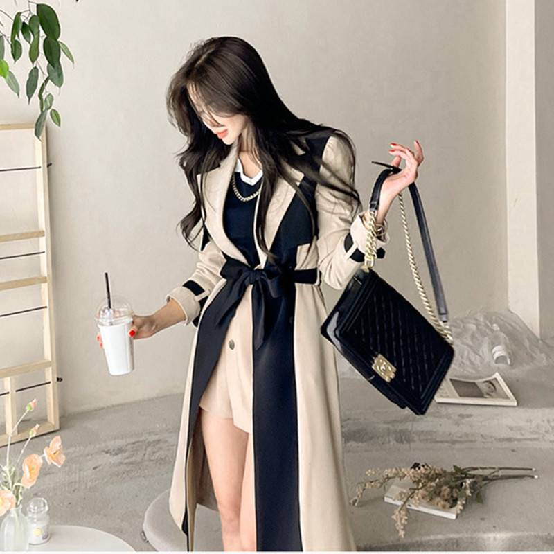 Cappotto lungo da donna con cintura in vita e temperamento da dea_voghion.com