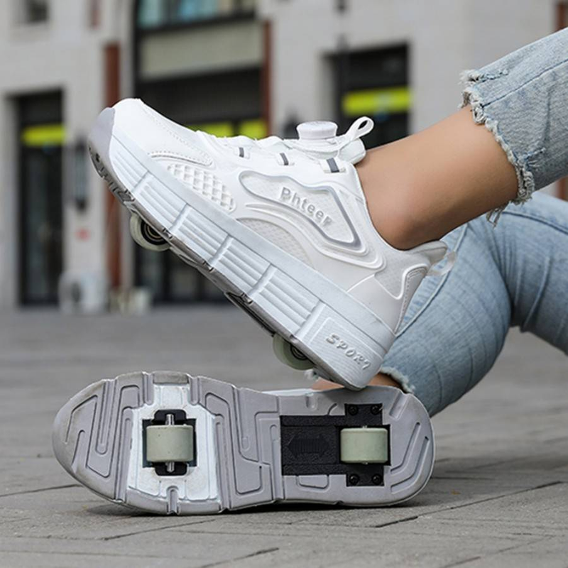 Jugendliche Jungen und Mädchen Kinder Casual Skateboarding Schuhe Abnehmbare Outdoor Sports Zweirädrige Rollschuhe_voghion.com
