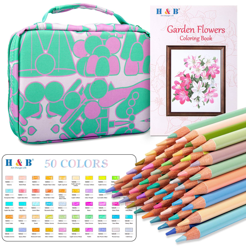 50-Color Macaron Colored Pencils Set With PU Bag - Soft Pastel Shades For Artists, Sketching, Coloring Books & DIY Crafts_voghion.com