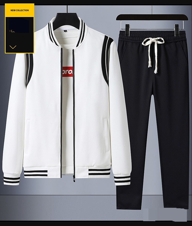 Übergroßes Sport-Zweiteiler-Set für Herren – Locker sitzende Strickjacke und Pullover-Kombination, lässiges Herbst-Outfit in Übergröße_voghion.com