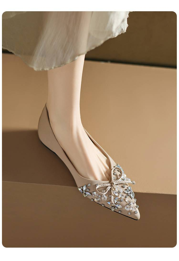 Cameido Women's Casual Shoes - Beige Pointed Toe With 1CM Drop Glue Sole_voghion.com