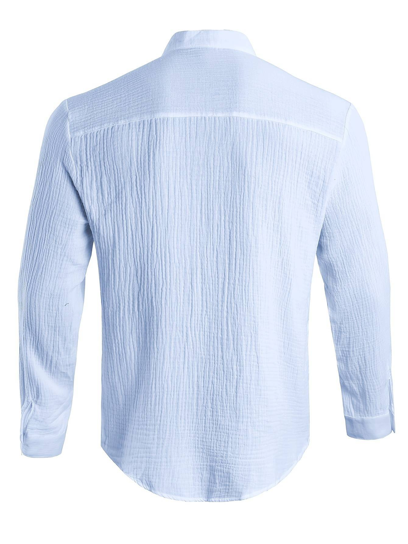 Einfarbiges Rundhalshemd für Herren im Herbst – Hochwertige Baumwollmischung mit modernem minimalistischem Design_voghion.com