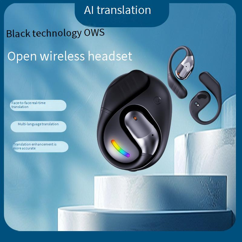 Bluetooth-oordopjes met AI-realtimevertaling - OWS Open Ear draadloze hoofdtelefoon met hifi-geluid, HD-oproepen en ondersteuning voor meerdere talen voor reizen en werk_voghion.com