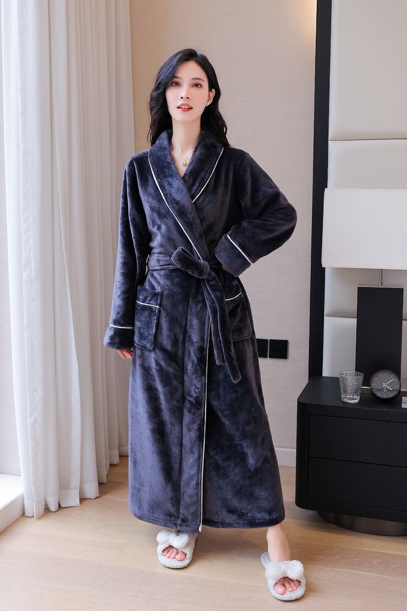 Luxury Flannel Robe For Women & Men - Ultra Soft Fleece Bathrobe With Long Sleeves Cozy Winter Sleepwear Couples Matching Loungewear In Elegant Colors_voghion.com