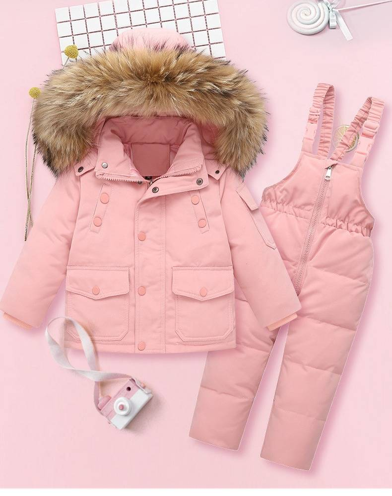 Premium Kids Winter Down Jacket Set – Detachable Hood, 80% White Duck Feather, Soft & Warm Zippered Coat With Pants For Boys & Girls (90-120cm)_voghion.com