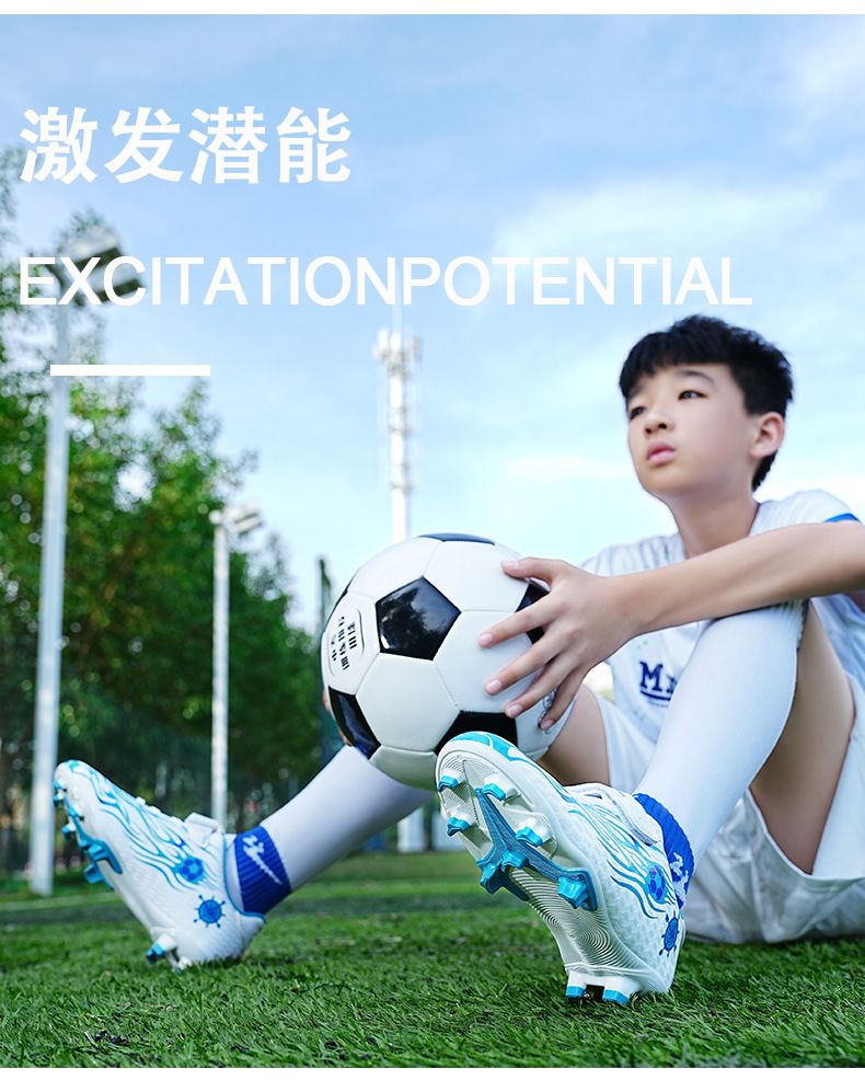 Scarpe da calcio per bambini AG Long TF con tacchetti piccoli, per studenti, da allenamento e da competizione, con velcro, per ragazzi più grandi_voghion.com