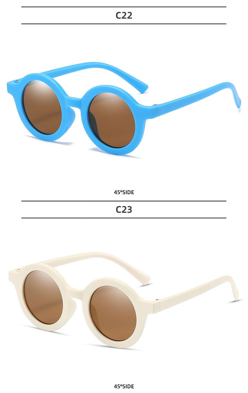 Gafas de sol con montura redonda, modernas y modernas, estilo crema de Instagram, para niños, versión coreana, resistentes a los rayos UV para bebés_voghion.com