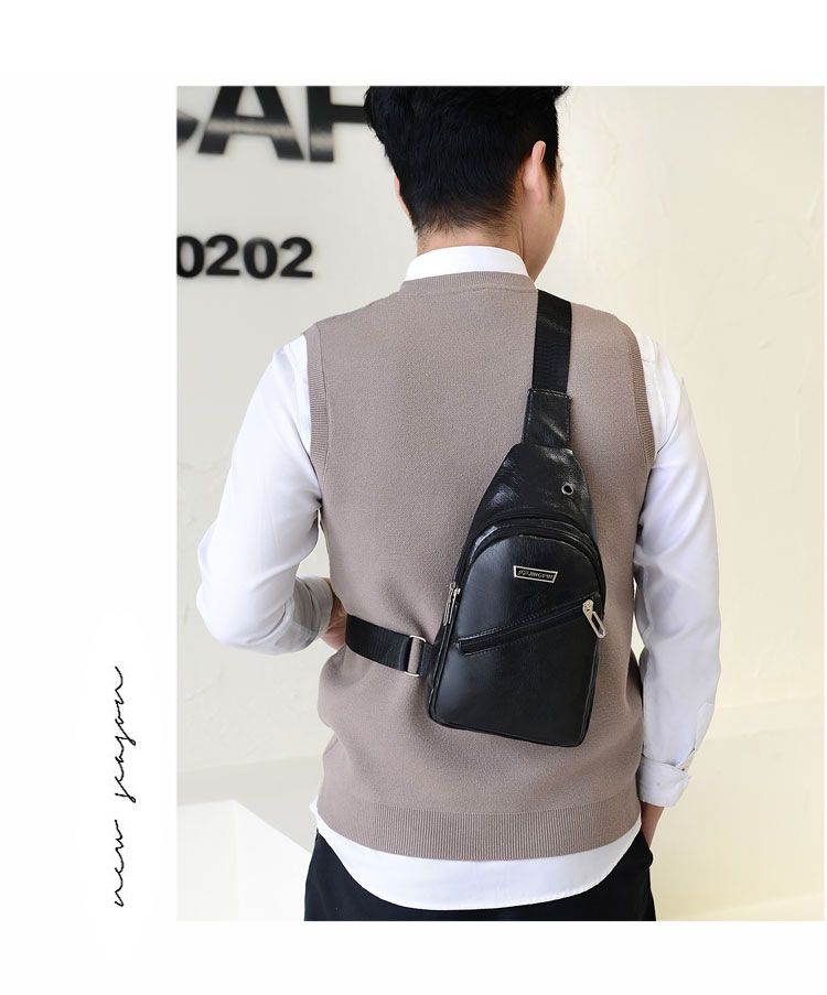 Men's Stylish Crossbody Sling Bag - Waterproof PU Leather, Large Capacity, Adjustable Strap For Travel, Gym & Business (Black, Khaki, Dark Brown)_voghion.com