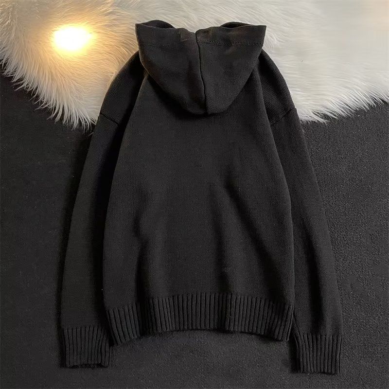 Kapuzenpullover Herren Halb offener Knopf Herbst Winter Warme Oberbekleidung Pullover College Style Trend_voghion.com