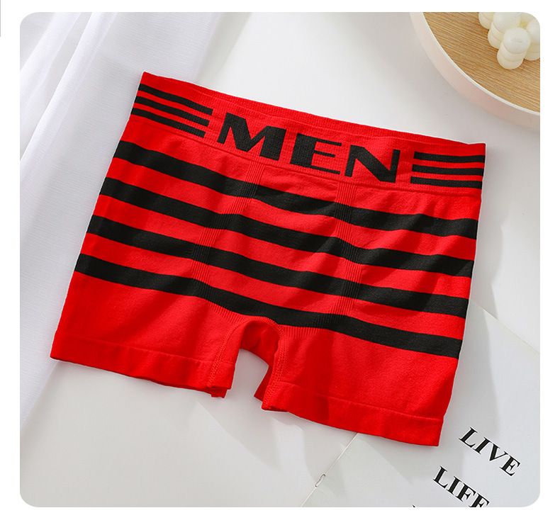 Boxer antibactérien pour homme, taille moyenne, rayé, sans coutures, en nylon_voghion.com