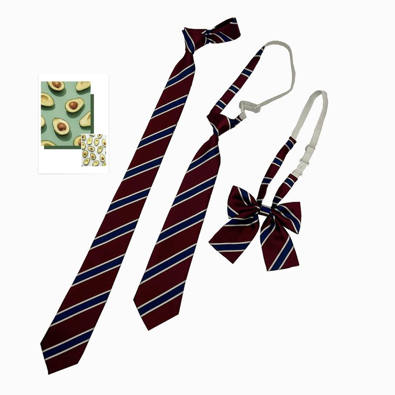 Schule JK Für Frauen Zubehör Dekoration DK Uniform Schleife Handgebundene Akademie Stil Weinrot Gestreifte Krawatte_voghion.com