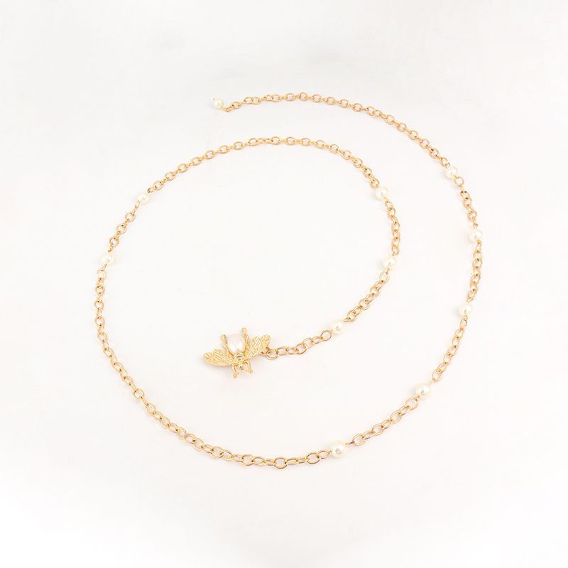 HEIßER Metallperle Dekoratives Hemd zum Binden, handgefertigt, gewebte Kette, Blumenmuschel, personalisierter goldener Damengürtel_voghion.com