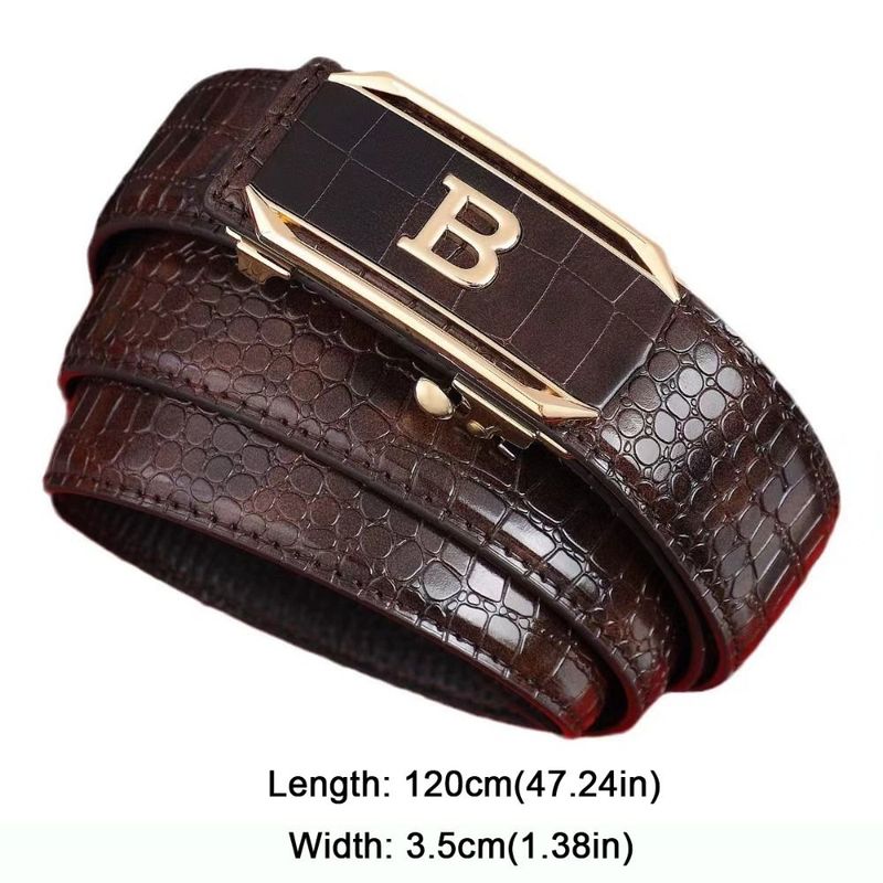 Casual Black Coffee Business Leather Belt Luxury Design Trendy Brand Automatic Buckle Waist Belt Man Crocodile Pattern Bundle_voghion.com