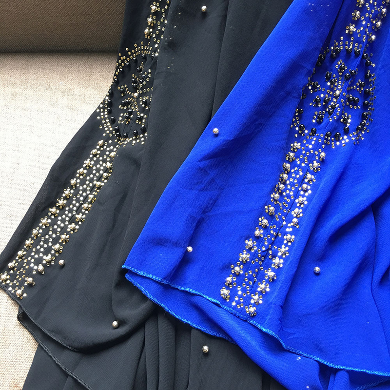 Women's rhinestones beaded lengthened HD Muslim shawl hooded cloak._voghion.com