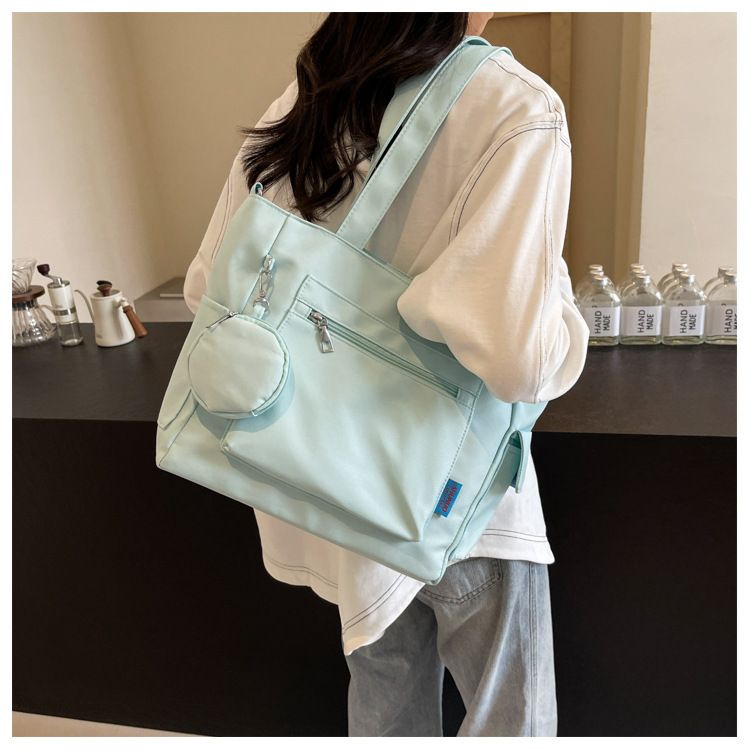 New Solid Color Canvas Bag Large Capacity Single Shoulder Bag Handheld Student Versatile Tote Bag Crossbody Bag_voghion.com