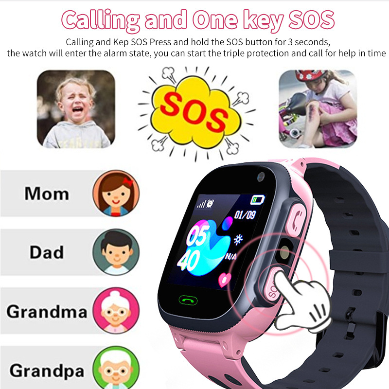 Crianças Cartão SIM Anti-perda Relógios Call For Watch Meninos Meninas GPS Relógio Smartwatch à prova d'água Localização Rastreador Criança_voghion.com