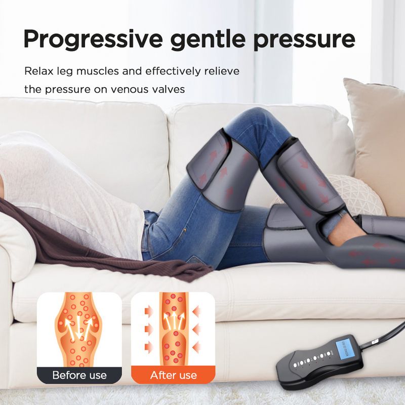 Massaggiatore elettrico per piedi e gambe, pressione dell'aria, massaggio Shiatsu, polpaccio, coscia, compressione, migliora la circolazione sanguigna, allevia i muscoli_voghion.com