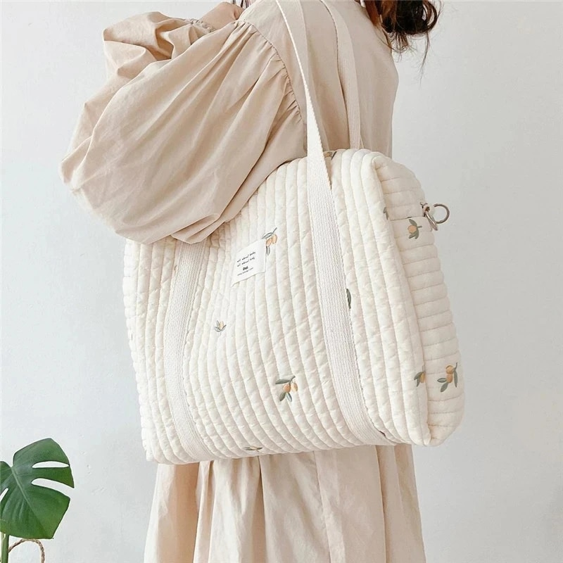 Wickeltasche für Neugeborene im koreanischen Stil, Umhängetasche für Mama, Stickerei, gesteppt, für Kinderwagen, Windelaufbewahrung, Organizer, große Handtaschen_voghion.com