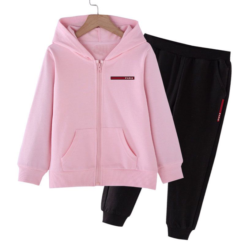 Mother & Kids Jacket Set Spring And Autumn New Style For Boys And Girls, Medium And Large Children's Hooded Top And Trousers Two Piece Set With_voghion.com