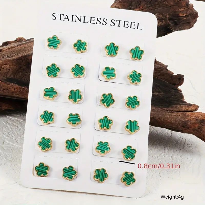 1 Set Simple Style Classic Style Commute Flower 201 Stainless Steel Ear Studs_voghion.com
