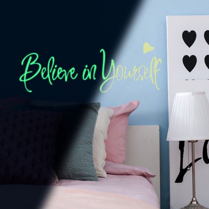 Night light Believe in yourself English motivational carving AFG3456 bedroom wall sticker_voghion.com