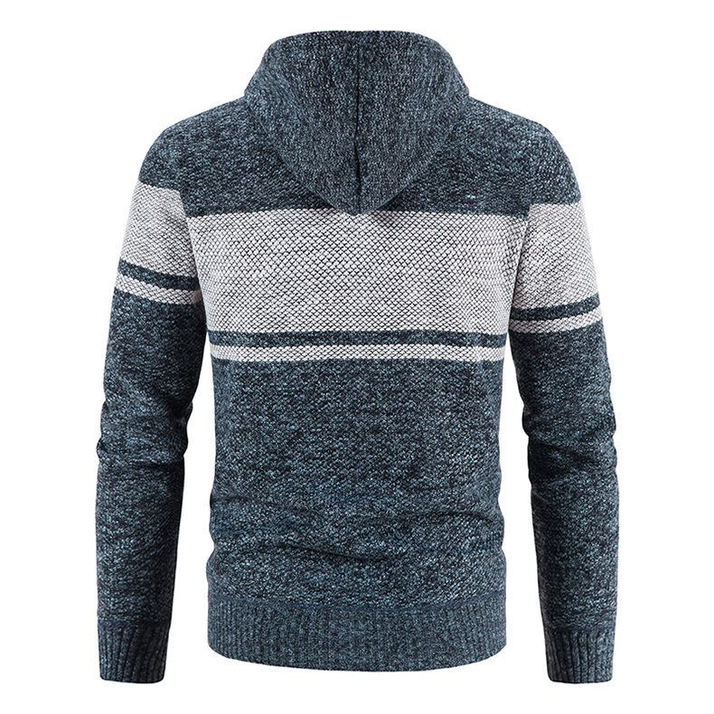 Herren-Kapuzenpulloverjacke mit Fleecefutter – Slim Fit-Pullover mit Reißverschluss und Farbblockdesign_voghion.com