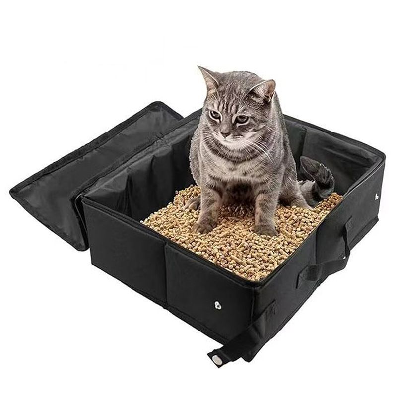 Travel Portable Waterproof Foldable Pan Fabric Litter Box Cat Supplies Storage Bag_voghion.com
