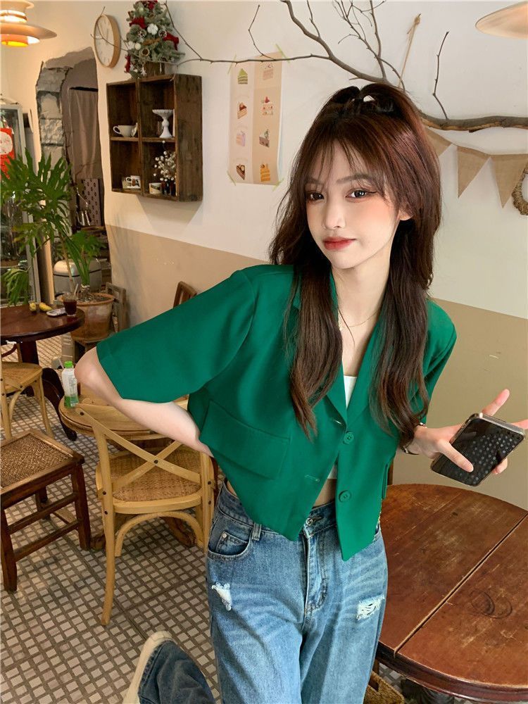Hanrouchuan Street Style Petite 2025 Summer Thin Casual Design Sense Niche Short Blazer_voghion.com