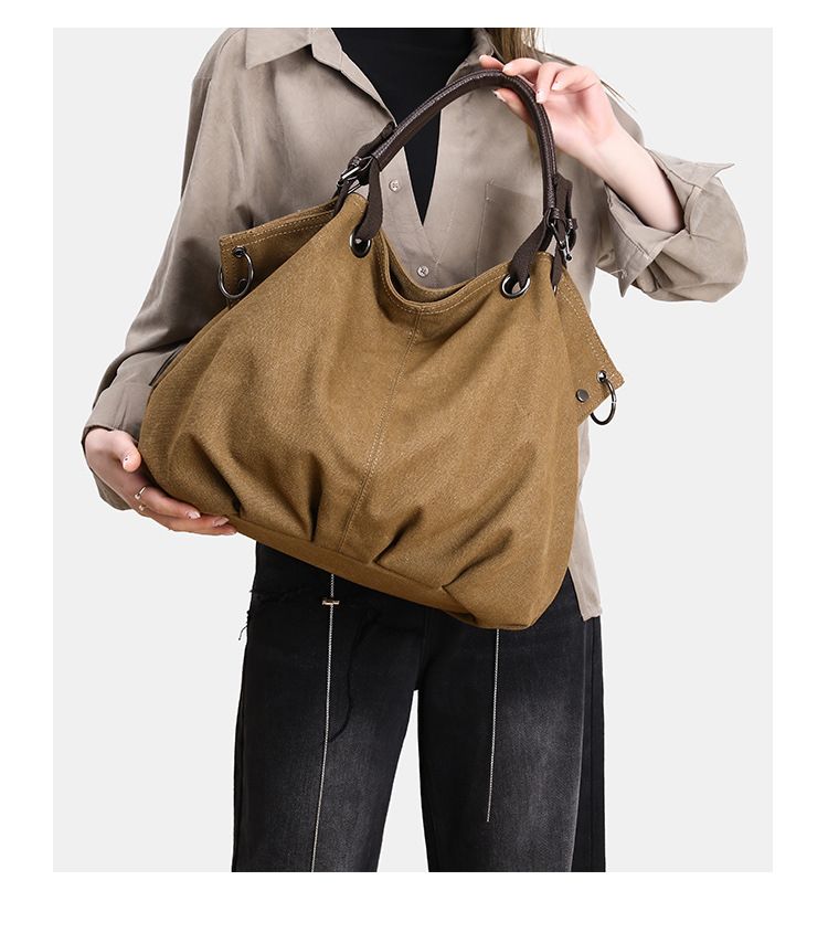 Women's Tote Bag Large Capacity Vintage Tote Bag Women's Commuter Tote Large Capacity Tooling Canvas Bag Student Class Bag_voghion.com