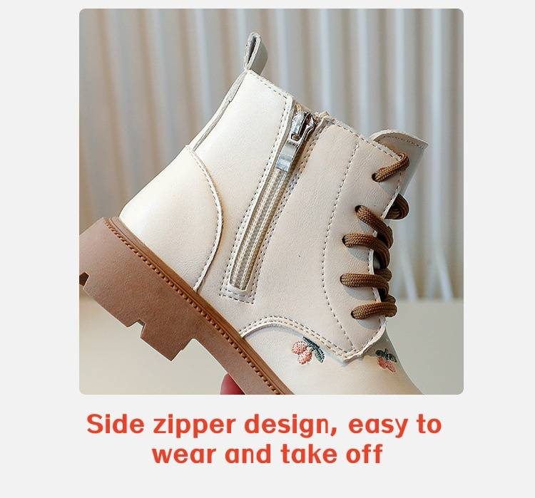 Kinder neue kleine Mädchen Einzelstiefel Bestickte Mädchen Prinzessin Stiefel Mädchen Baby Stiefeletten für Herbst/Winter 2024_voghion.com