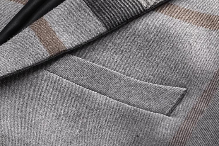 A Men's Casual Business Gentleman's Striped And Color-matched Stylish Suit For The Groom And Best Man, A Two-piece Suit And Trousers For The Wedding_voghion.com