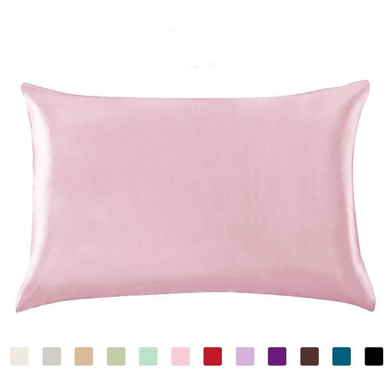 Solid Color Satin-Like Pillowcase - Silk Feel Zipper Closure (Breathable & Hypoallergenic Luxury Bedding Accessory Modern Home Decor)_voghion.com