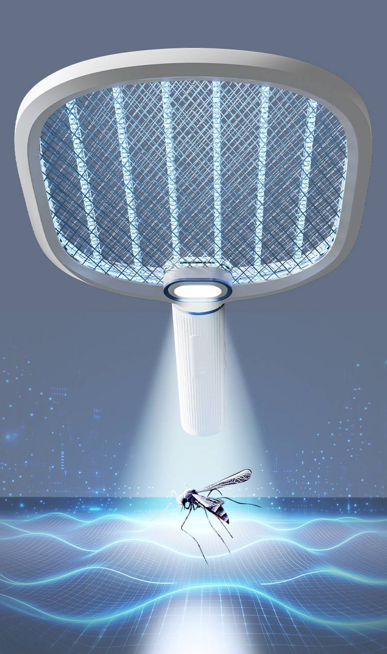 Rechargeable Mosquito Killer - 2-in-1 Electric Zapper With UV Light For Home Use (4000V Powerful, Foldable Design, Child-Safe)_voghion.com