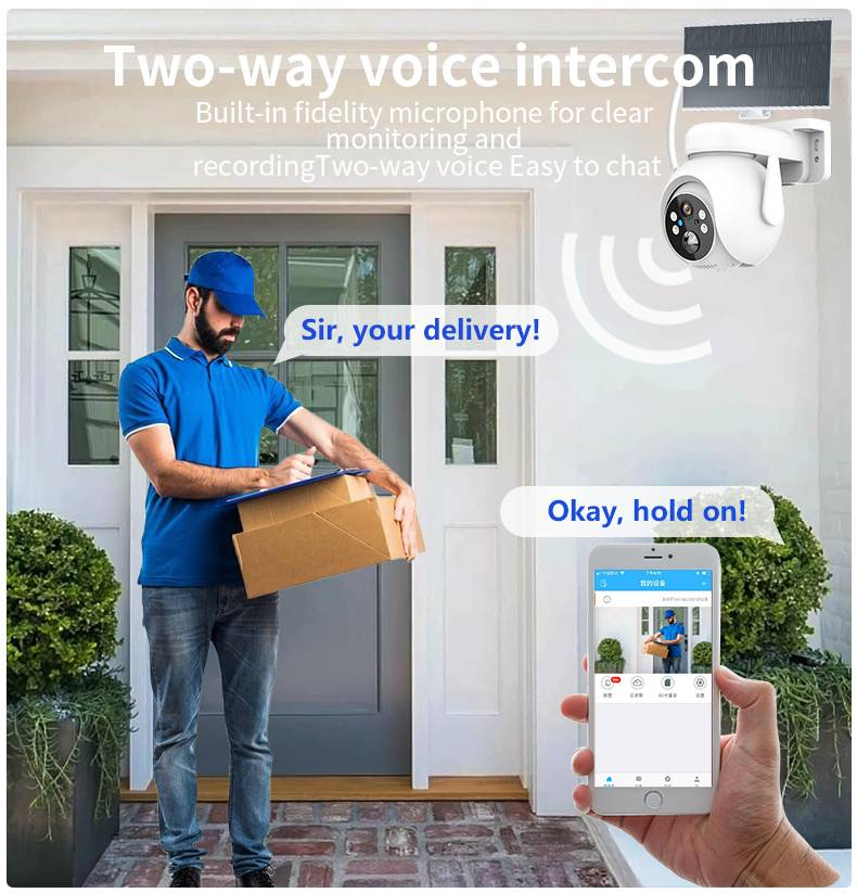 Outdoor Waterproof 4G Solar-Powered Surveillance Camera For Home Use With WiFi, Low Power Consumption, Battery, And Black Light Night Vision Monitor_voghion.com