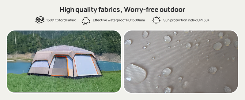 4-6 Person Camping Tent: Waterproof, Easy Setup, Sun Protection, Mosquito Net. Lightweight, Spacious For Camping, Hiking, Beach._voghion.com