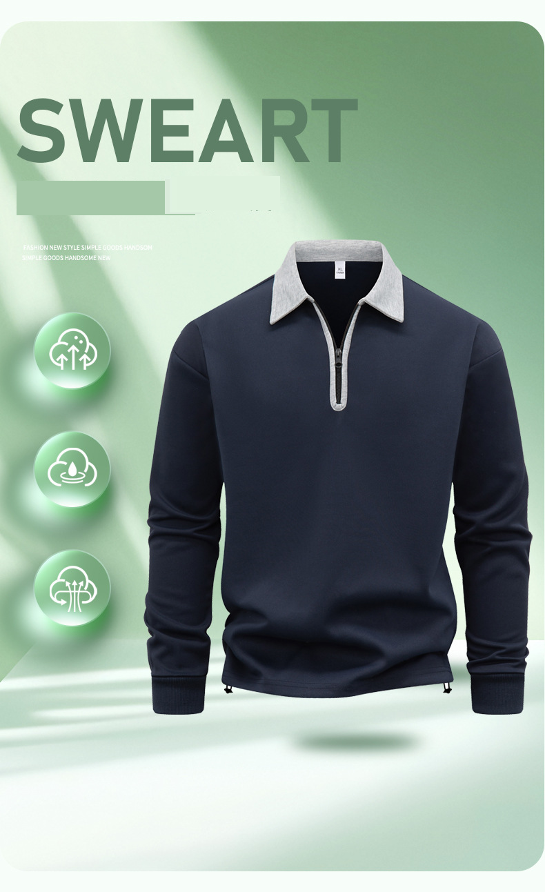 Men's Zip-Up Hoodie Slim Fit Long Sleeve Casual Pullover Sweatshirt With Stand Collar For Autumn & Spring_voghion.com