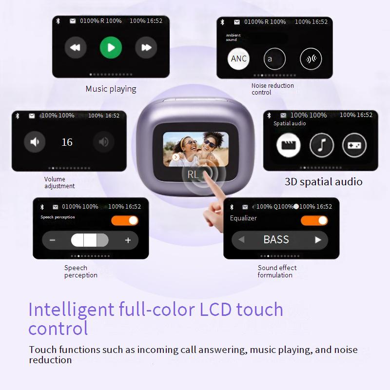 LIVE BEAM 3 Smart Touchscreen Wireless Earbuds With Adjustable Sound, Color Display & Bluetooth 5.4 – IPX4 Waterproof,_voghion.com