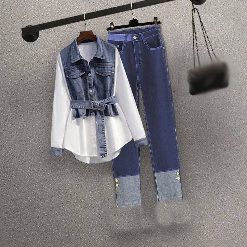 Women's Clothing Autumn Outfit A Complete Set 2024 New Fashion Salty Two Piece Shirt High Waist Denim Skirt Two Piece_voghion.com