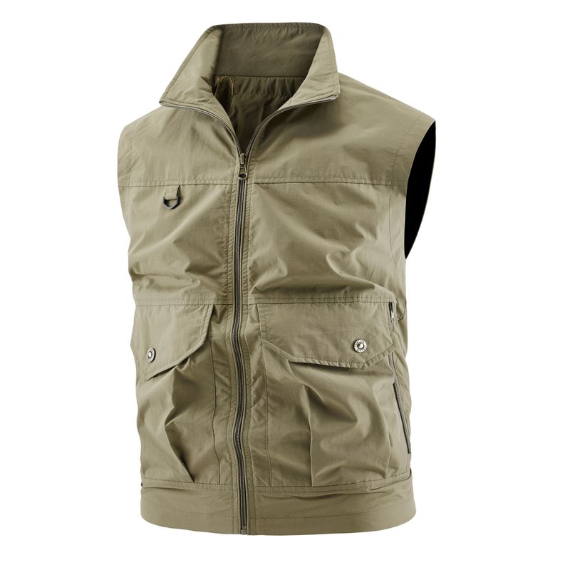 Gilet multiuso da uomo con tasche multiple – Giacca da lavoro per escursionismo e stile urbano (M-6XL, verde militare/kaki/blu navy/nero)_voghion.com